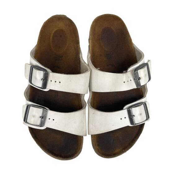 Birkenstock Girls White Leather Play Slip On Sandals Shoes Sz 1/32 205 L1 Beach - Picture 3 of 9